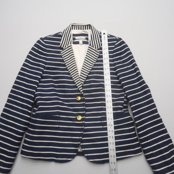 J Crew Schoolboy Blazer Size 10 Navy Stripe Linen - Picture 10 of 14